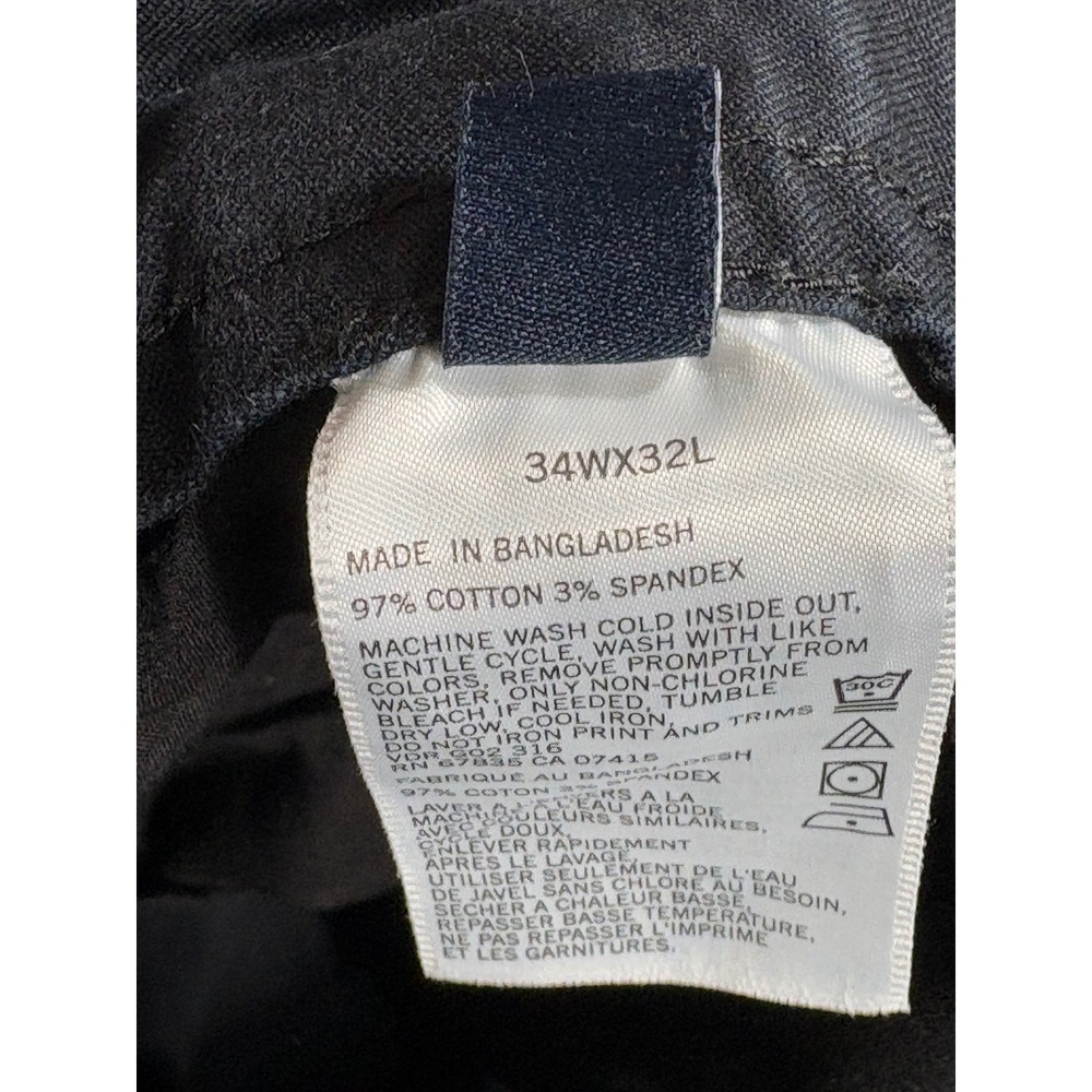 Nautica Mens Chino Pants 34x32 Black Stretch Cotton Flat Front Trousers Casual - Picture 6 of 10